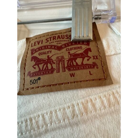 Levi's Premium 501 High Rise Original Cutoff Shorts Off White Size 30 - Picture 8 of 15